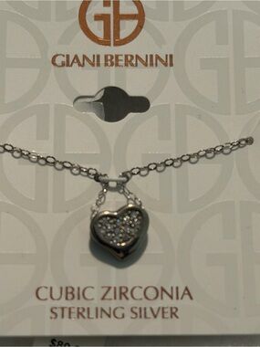 Giani Bernini Silver Heart Pendant Necklace with Cubic Zirconia